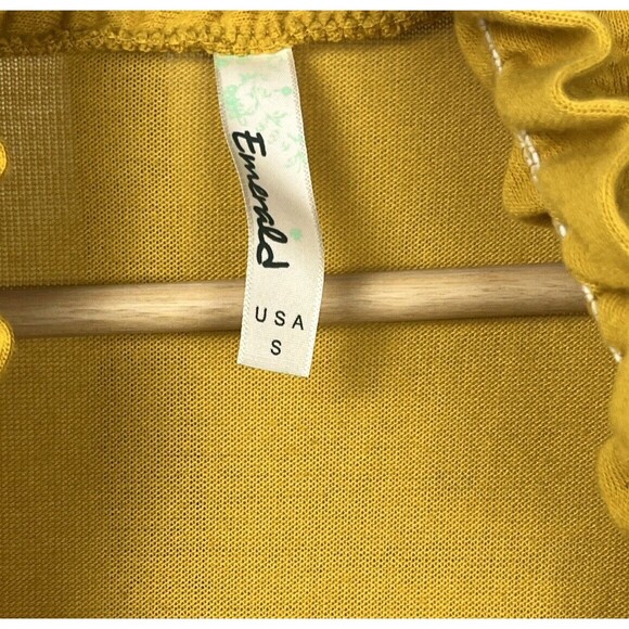 Emerald Sweater Cardigan‎ Cascading Ruffles Gold Small Made USA Romantic Cottage - Picture 4 of 5